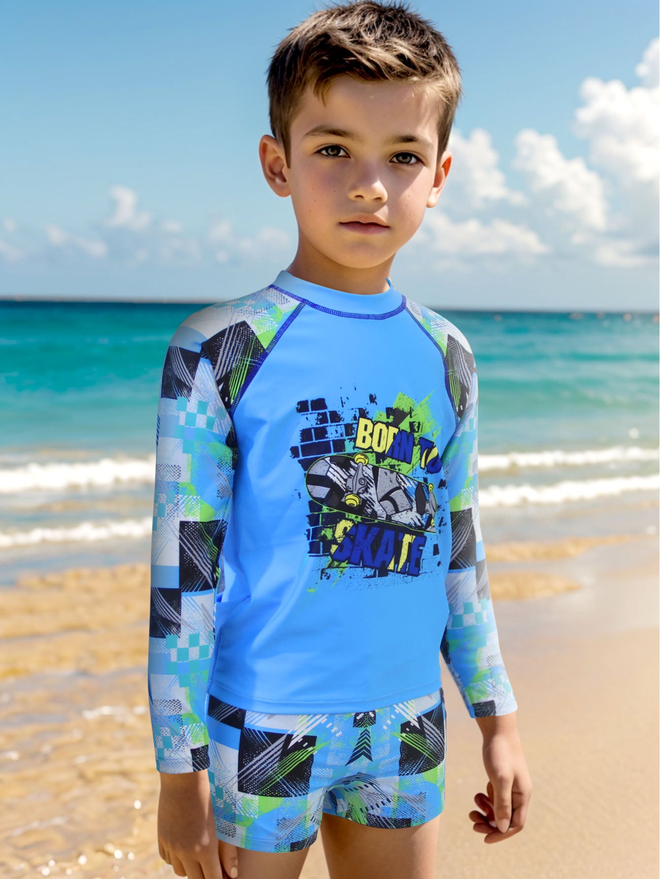 Pack de 15 unidades Conjunto camiseta y bañador niño