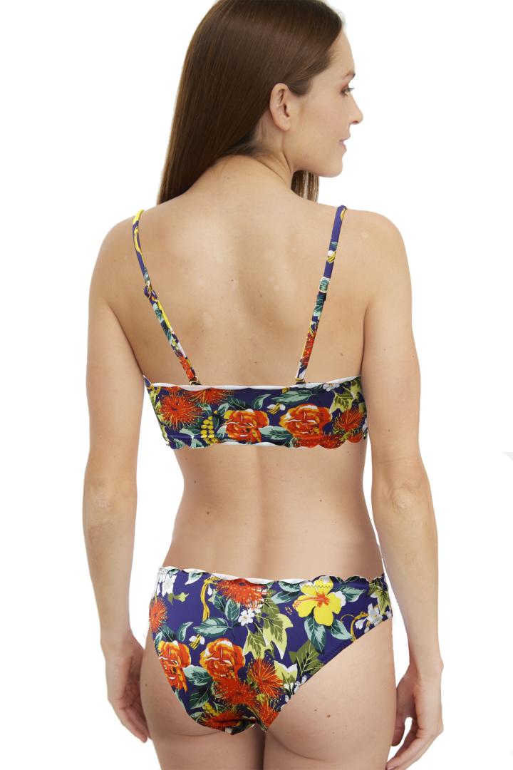 Bandeau Bikini With Ruffled Panties And Adjustable Front Floral Print