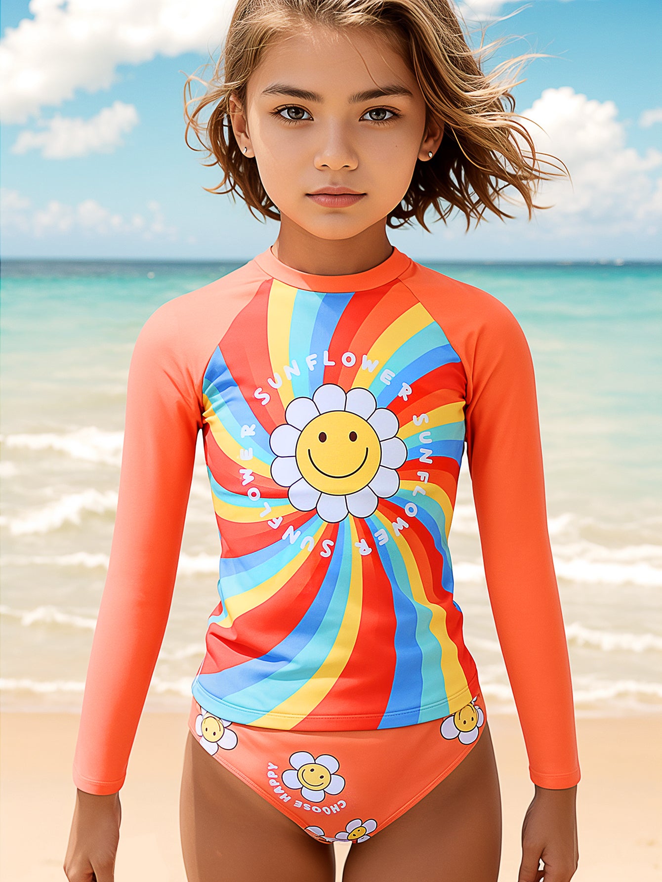 Pack 15 unidades Conjunto camiseta y bañador con dibujo niña