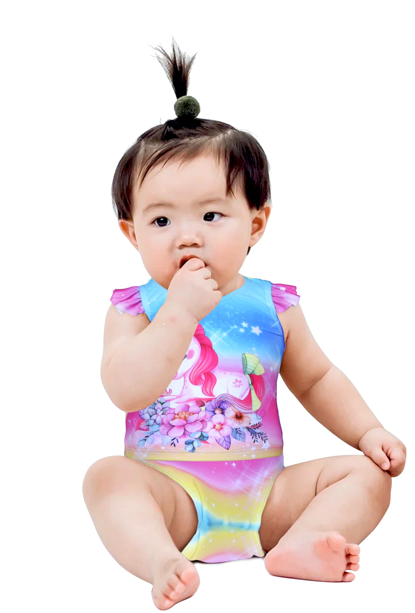 Pack 12 unidades Conjunto camiseta y bañador con dibujo niña