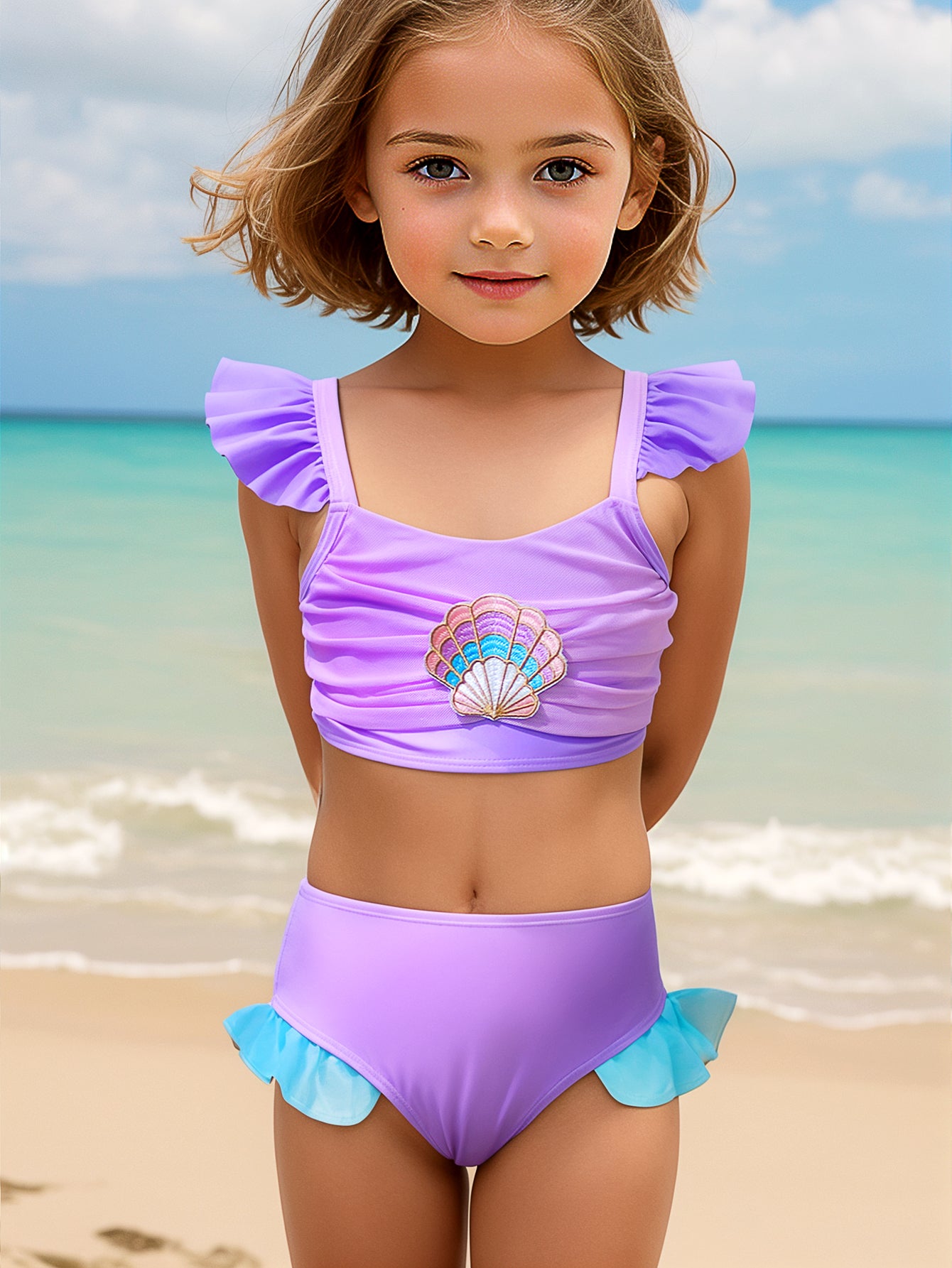 Pack 15 unidades Bikini concha multicolor niña
