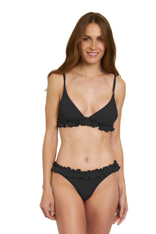 Bikini Triángulo Con Volante Y Brillante Liso