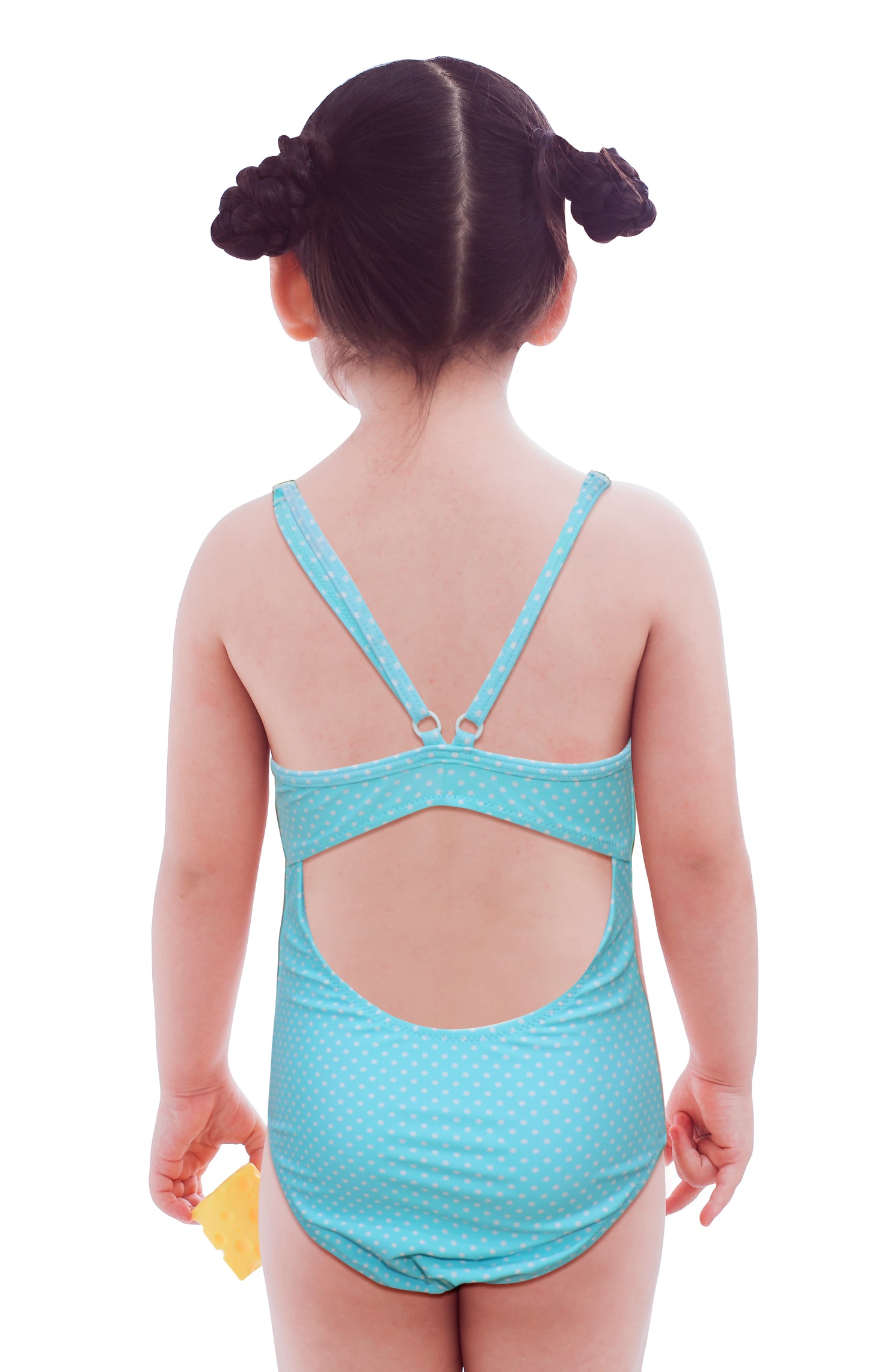 Pack 20 unidades Bañador topos con volante multicolor niña