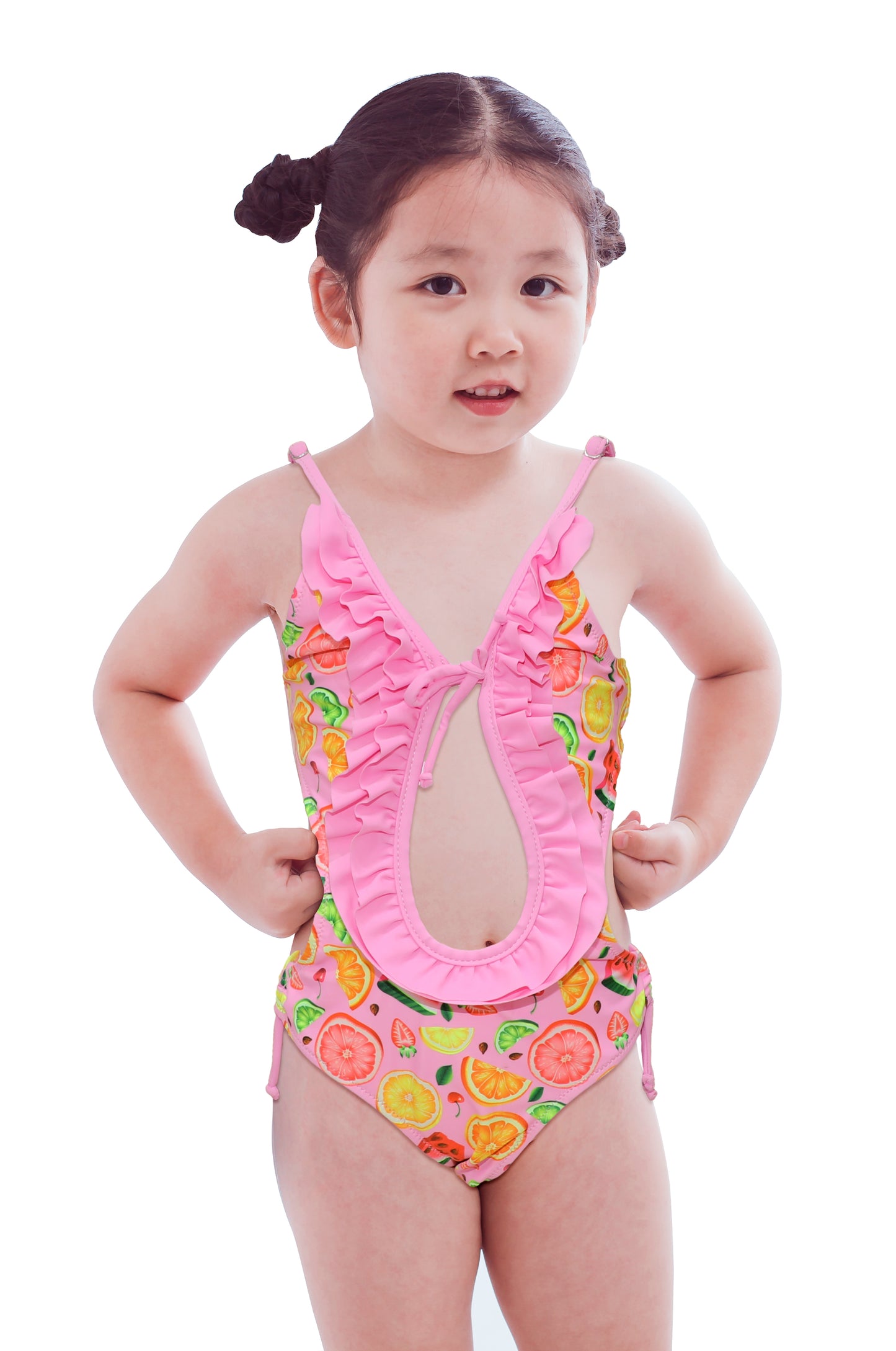 Pack of 15 units of girls' swimsuits with fruit designs