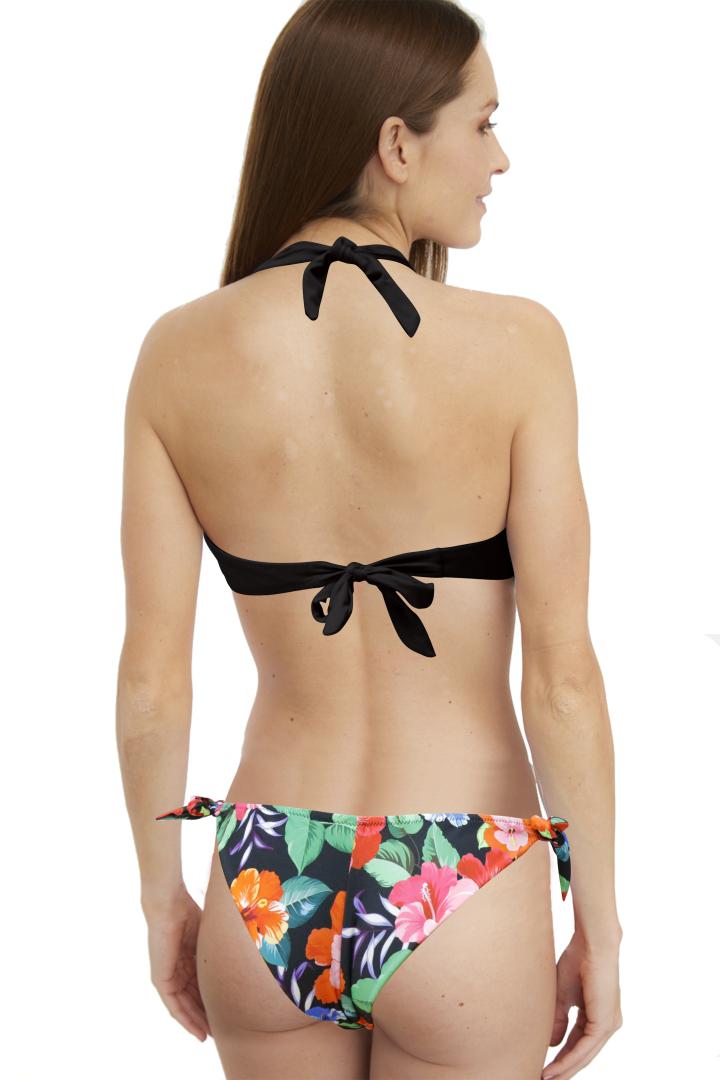 Bikini with adjustable panties, plain floral print