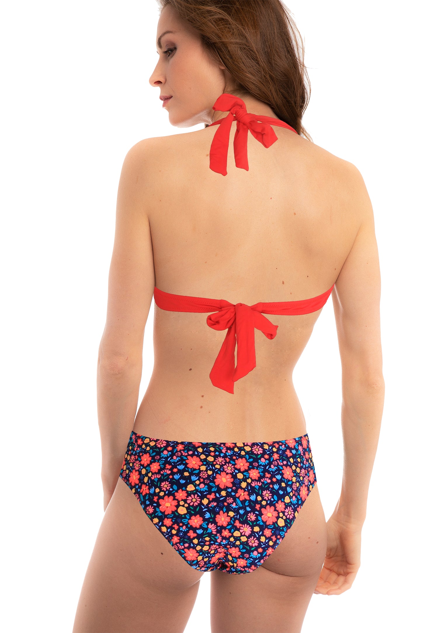 Pack de 6 Bikini Liso con Braga Estampada