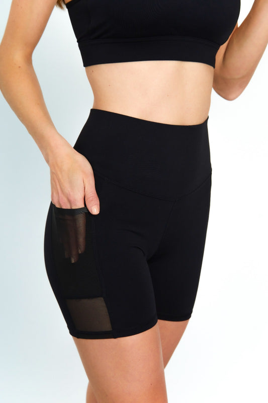 Pack 6 unidades Leggins Deportivo Cortos Bolsillo y Malla Transparente