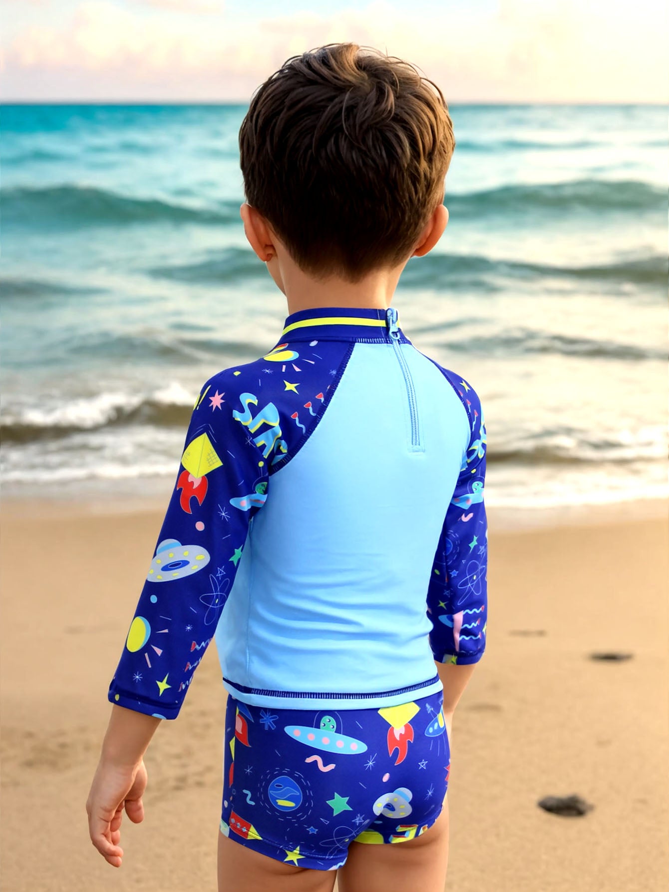 Pack of 12 units T-shirt and swimsuit set for little boys