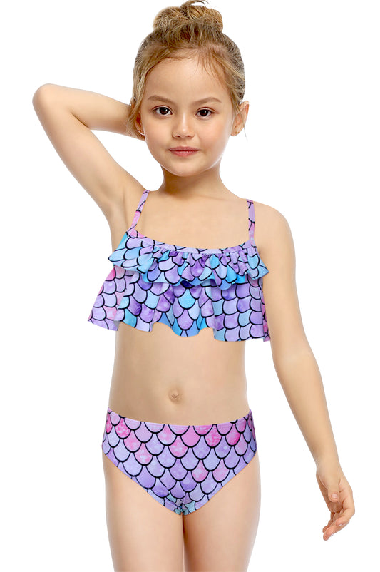 Pack of 15 units Girl's Triangle Bikini with Mermaid Ruffle