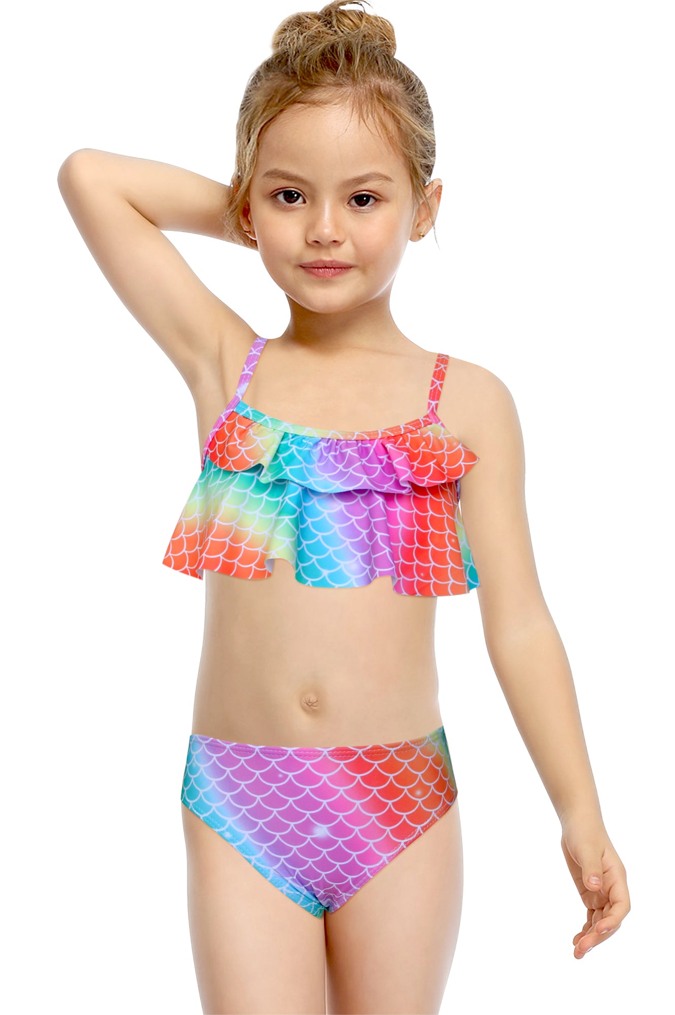 Pack of 15 units Girl's Triangle Bikini with Mermaid Ruffle