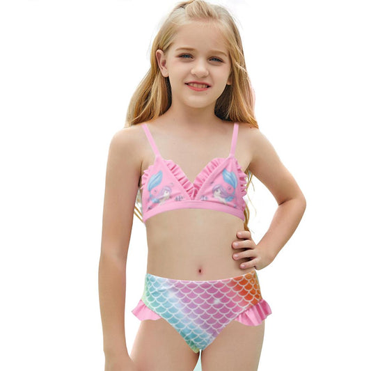 Pack of 15 units Girl's Triangle Bikini with Mermaid Ruffle