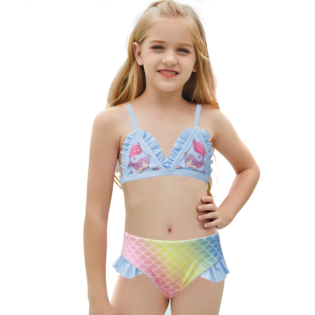 Pack of 15 units Girl's Triangle Bikini with Mermaid Ruffle