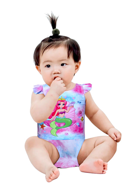 Pack of 12 units T-shirt and swimsuit set with a girl's drawing