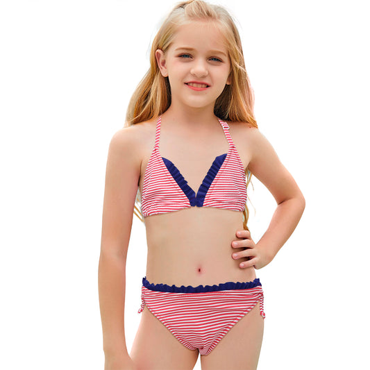 Pack of 10 units Girl's Triangular Bikini with sailor flounce