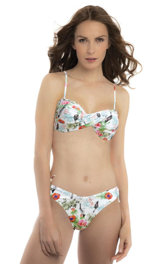 Bikini Bandeau Cruzado, Braga Cordón Ajustable En Ambos Lados