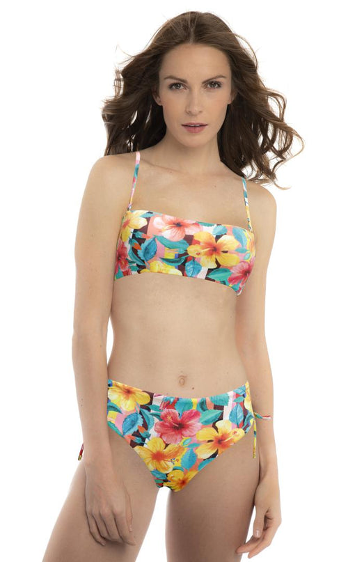 Bikini Bandeau  Con Braga Cordón Estampada Floral